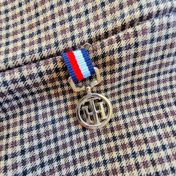 🌼 Tommy Hilfiger Neutral Plaid Trousers Pants Size 8 - Picture 4 of 4